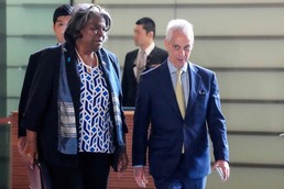 [사진] 기시다 총리와 회담 도착하는 그린필드 美 유엔 대사