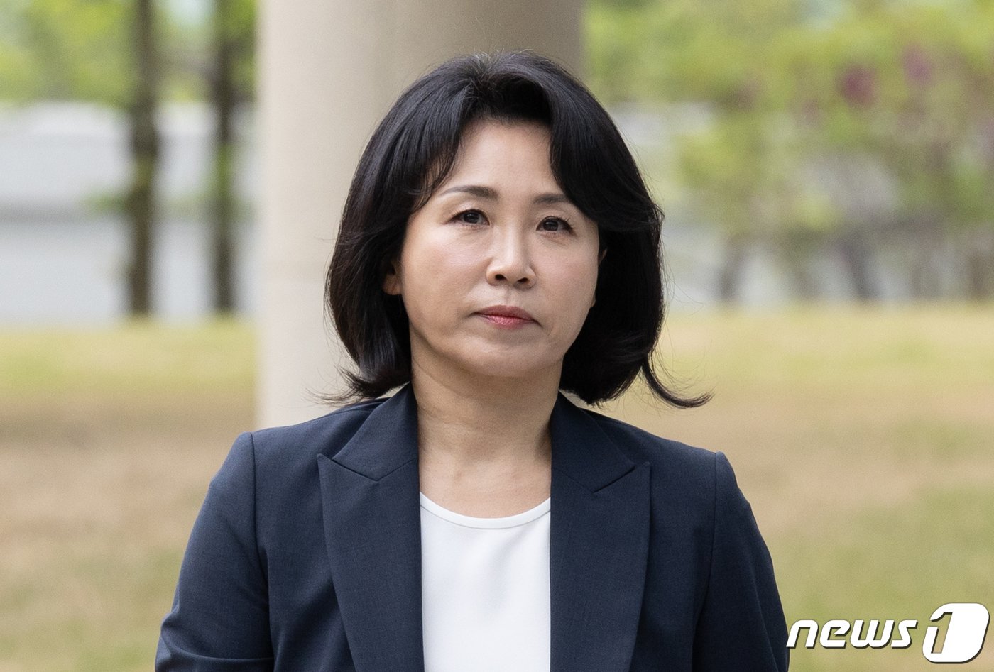 ‘공직선거법 위반’ 혐의로 불구속 기소된 더불어민주당 이재명 대표의 배우자 김혜경 씨가 22일 오전 경기 수원시 영통구 수원지방법원에서 열린 3차 공판에 출석하고 있다. 2024.4.22/뉴스1 ⓒ News1 이재명 기자