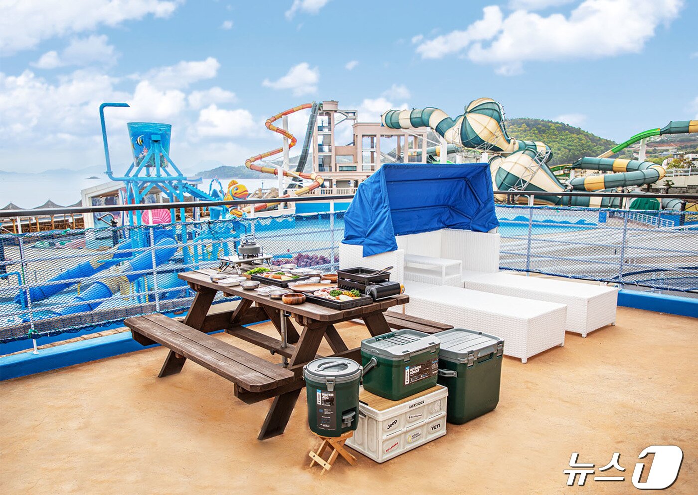 본문 이미지 - 여수 디오션 워터파크 바비큐존.(여수디오션 제공. 재판매 및 DB 금지)