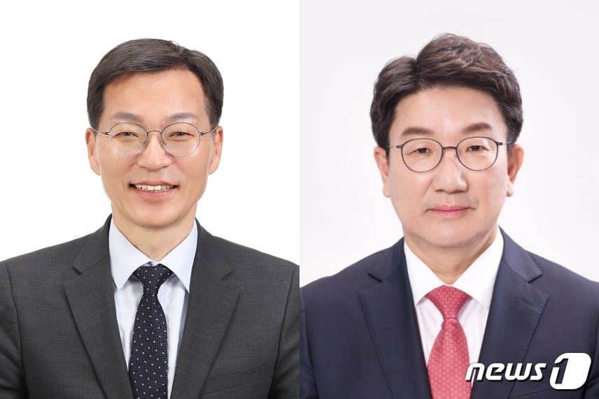 본문 이미지 - 제22대 총선 강릉선거구에 출마한 더불어민주당 김중남 후보(왼쪽)와 국민의힘 권성동 후보(정당기호 순·중앙선관위 제공)