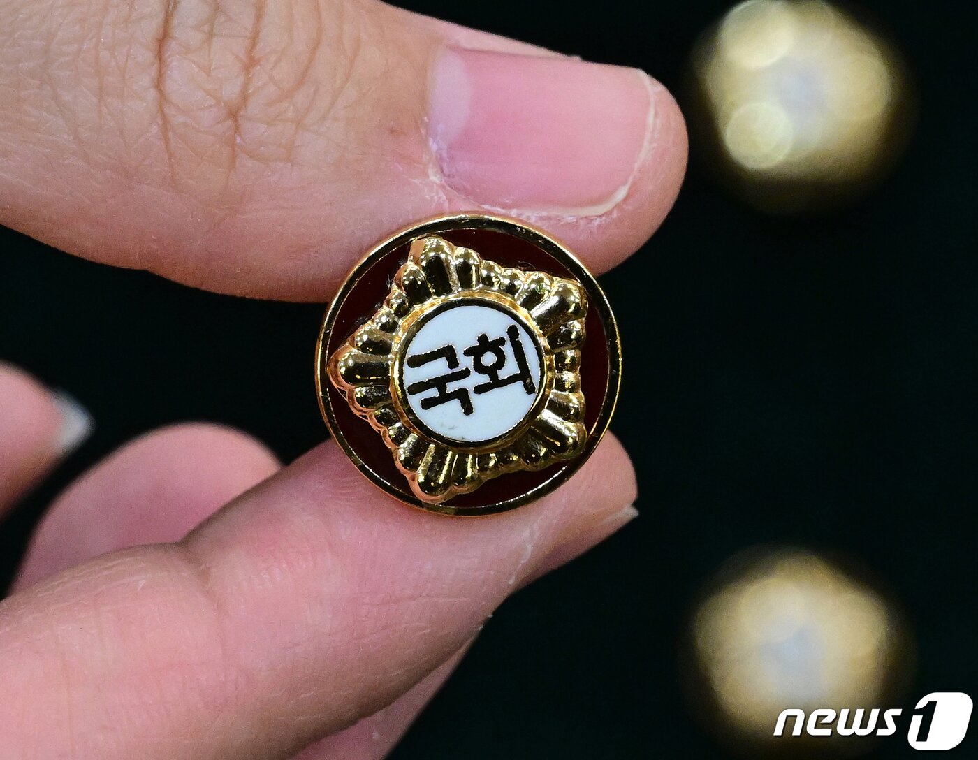 본문 이미지 - 총선을 이틀 앞둔 8일 서울 여의도 국회 의원회관에서 열린 제22대 국회 개원종합지원실 현판식에서 국회사무처 직원들이 제22대 국회의원들이 착용할 국회 배지를 공개하고 있다. (공동취재) 2024.4.8/뉴스1 ⓒ News1 송원영 기자