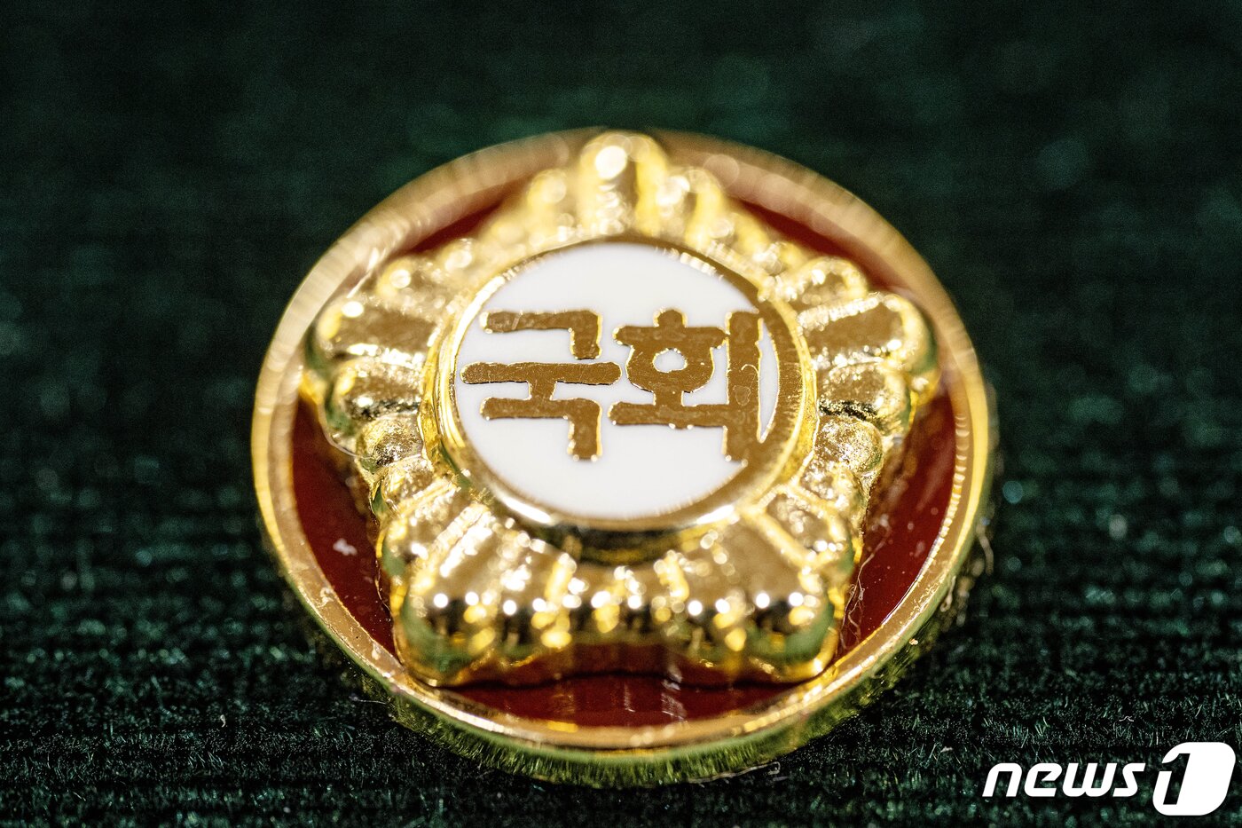 본문 이미지 - 총선을 이틀 앞둔 8일 서울 여의도 국회 의원회관에서 열린 제22대 국회 개원종합지원실 현판식에서 국회사무처 직원들이 제22대 국회의원들이 착용할 국회 배지를 공개하고 있다. (공동취재) 2024.4.8/뉴스1 ⓒ News1 송원영 기자