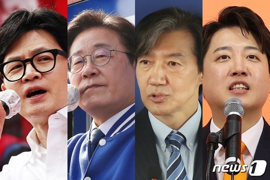 본문 이미지 - 한동훈(왼쪽부터)·이재명·조국·이준석 / 뉴스1