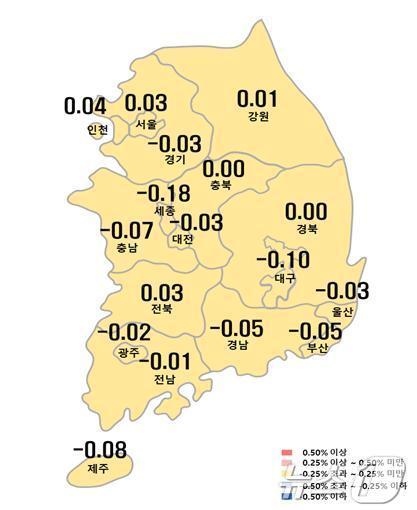  시도별 아파트 매매가격지수 변동률.&#40;한국부동산원 제공&#41;/뉴스1