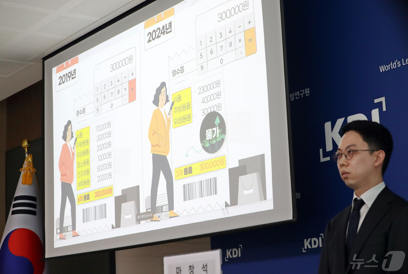 (세종=뉴스1) 김기남 기자 = 마창석 KDI 경제전망실 연구위원이 13일 세종시 정부세종청사에서 소득과 소비의 상대가격을 중심으로 본 고물가와 소비부진 분석 내용을 발표하고 있다 …