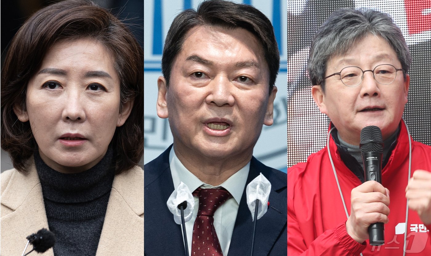 본문 이미지 - 왼쪽부터 나경원 당선인, 안철수 의원, 유승민 전 의원.
