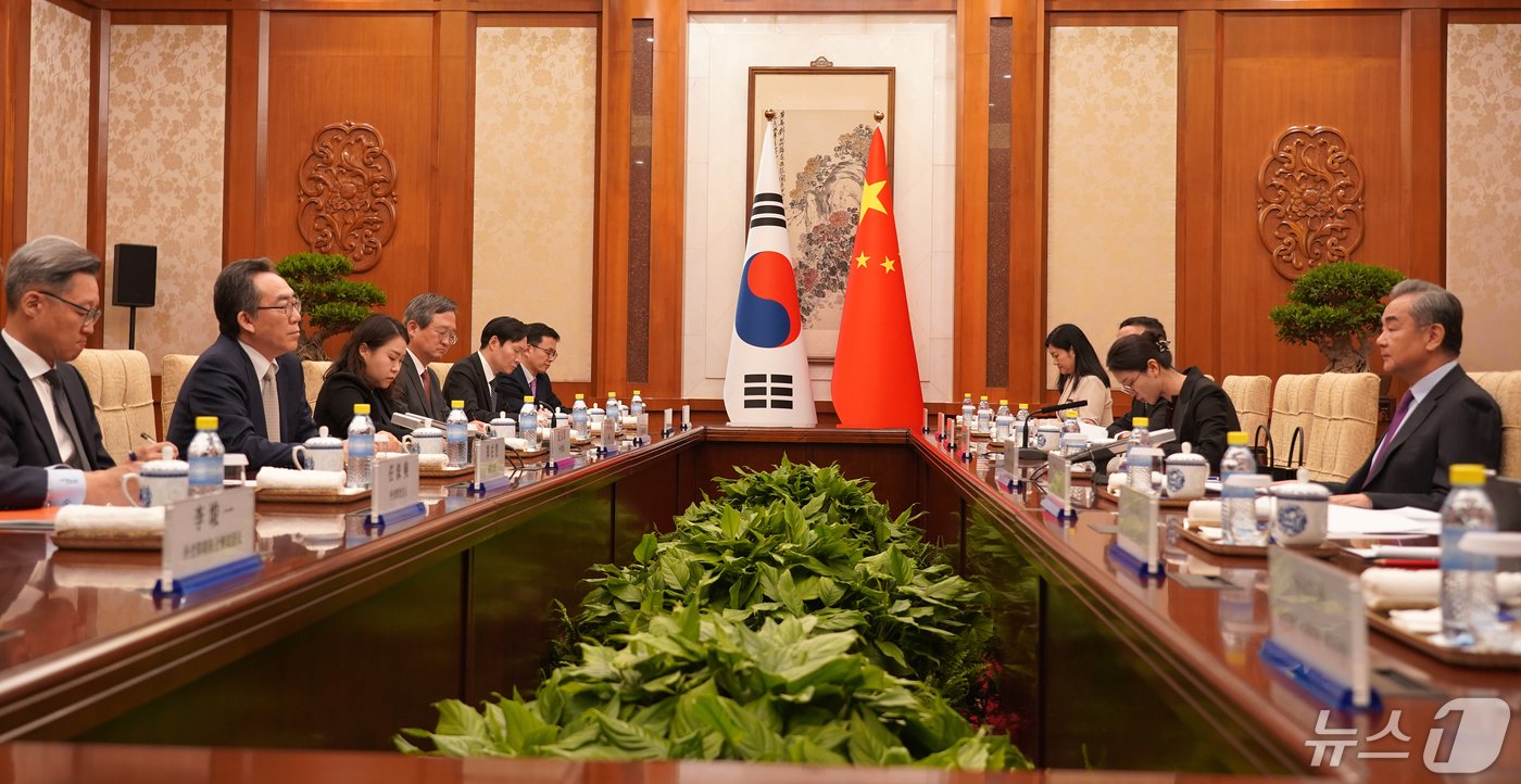 본문 이미지 - 조태열 외교부 장관이 13일 (현지시간) 중국 베이징 댜오위타이에서 열린 한중 외교장관회담에서 발언하고 있다. 2024.5.13/뉴스1 ⓒ News1 정은지 특파원
