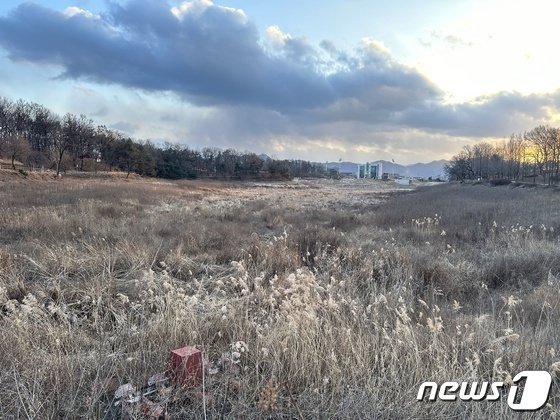  제방 공사로 수년 째 물이 말라버린 호암지 모습.&#40;자료사진&#41;/뉴스1 