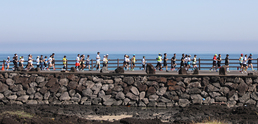 제주 해안도로 달리는 제주국제관광마라톤축제 참가자들