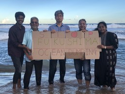 환경보건시민센터, 인도 해상에서 '후쿠시마 핵오염수 규탄 시위'