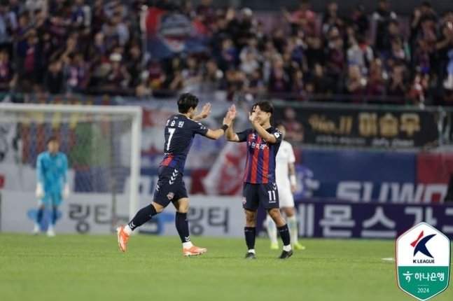 결승골을 넣은 수원FC 정승원 &#40;한국프로축구연맹 제공&#41;