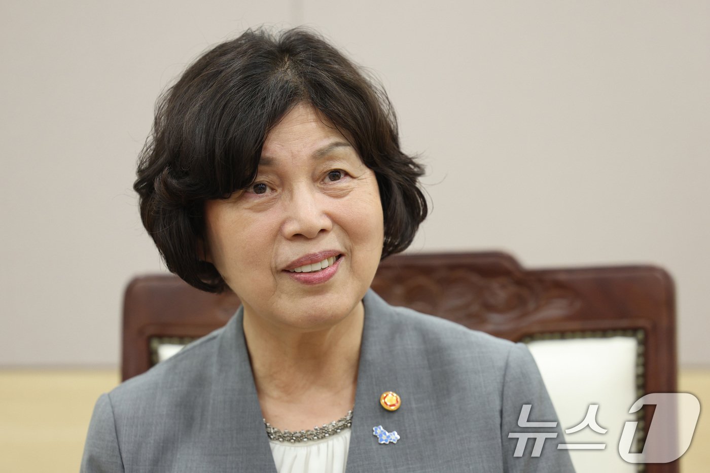 본문 이미지 - 강정애 국가보훈부 장관이 20일 서울 용산구 서울지방보훈청에서 뉴스1과 인터뷰를 하고 있다. 2024.5.20/뉴스1 ⓒ News1 신웅수 기자