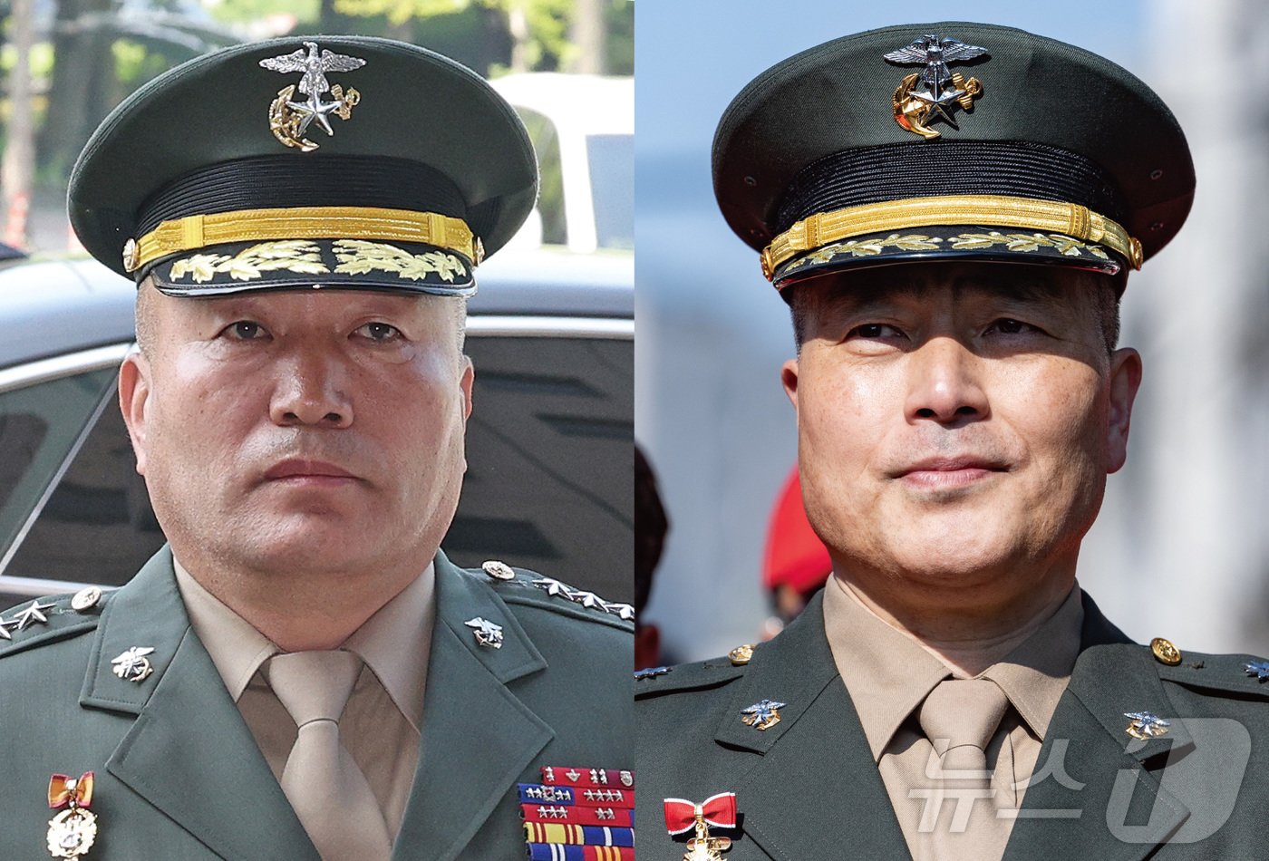 본문 이미지 - 김계환 해병대 사령관(중장)과 박정훈 전 해병대 수사단장(대령)ⓒ News1 김초희 디자이너