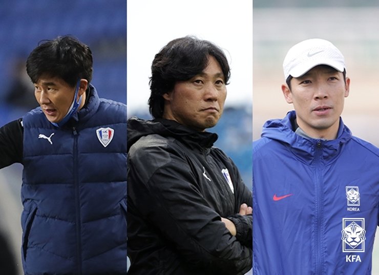 본문 이미지 -  박건하 수석코치(왼쪽), 최성용 코치(가운데), 조용형 코치(대한축구협회 제공) 