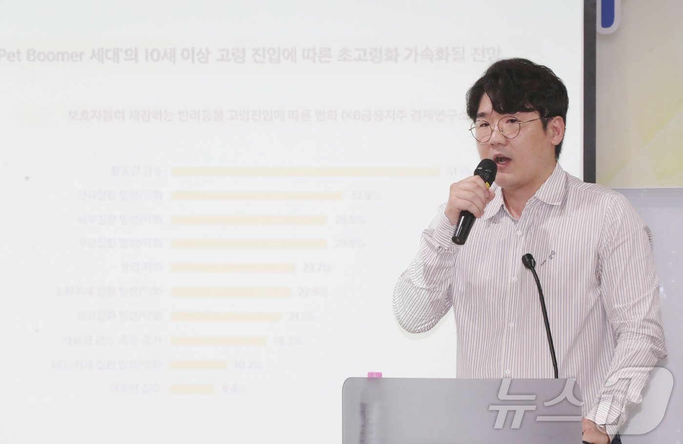 윤선진 브리지테일 대표가 24일 오후 경기 성남시 분당구 글로벌디지털혁신네트워크&#40;GDIN&#41;에서 열린 &#39;반려동물 산업 육성 협의회&#39; 제3회 IR 데이에서 우수기업 발표를 하고 있다. 2024.5.24/뉴스1 ⓒ News1 김영운 기자