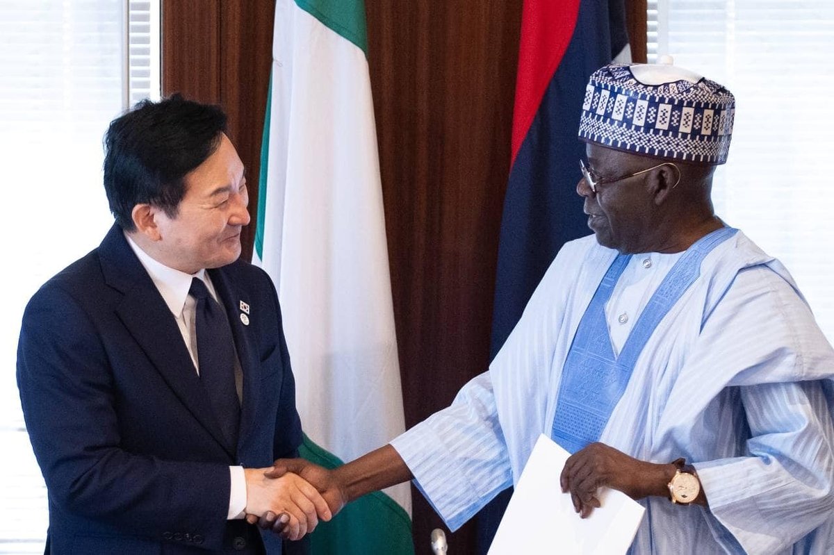 본문 이미지 -  원희룡 국토교통부 장관이 볼라 티누브 나이지리아 대통령을 만나고 있다. /원희룡 전 국토교통부 장관 페이스북 캡처