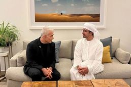 [사진] 이스라엘 야권 지도자 라피드 만나는 UAE 외무