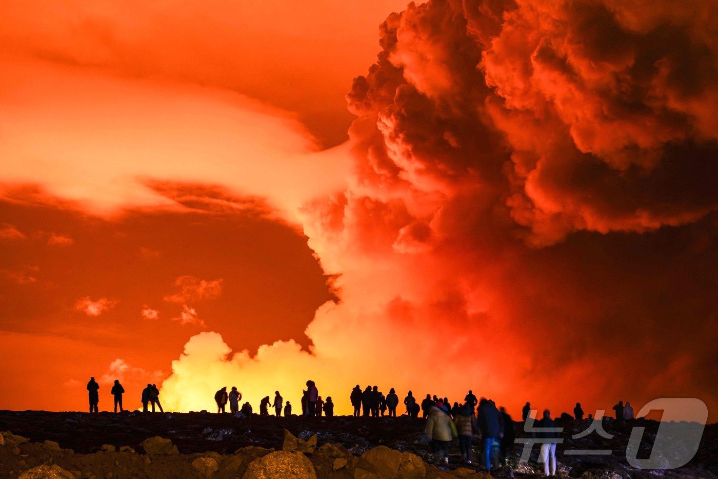 29일&#40;현지시간&#41; 아이슬란드 남서부 레이캬네스 반도에서 화산 폭발이 시작됐다. 지난 2021년 이후 8번째, 지난해 12월 이후 5번째 폭발이다. 24.05.29 ⓒ AFP=뉴스1 ⓒ News1 김예슬 기자