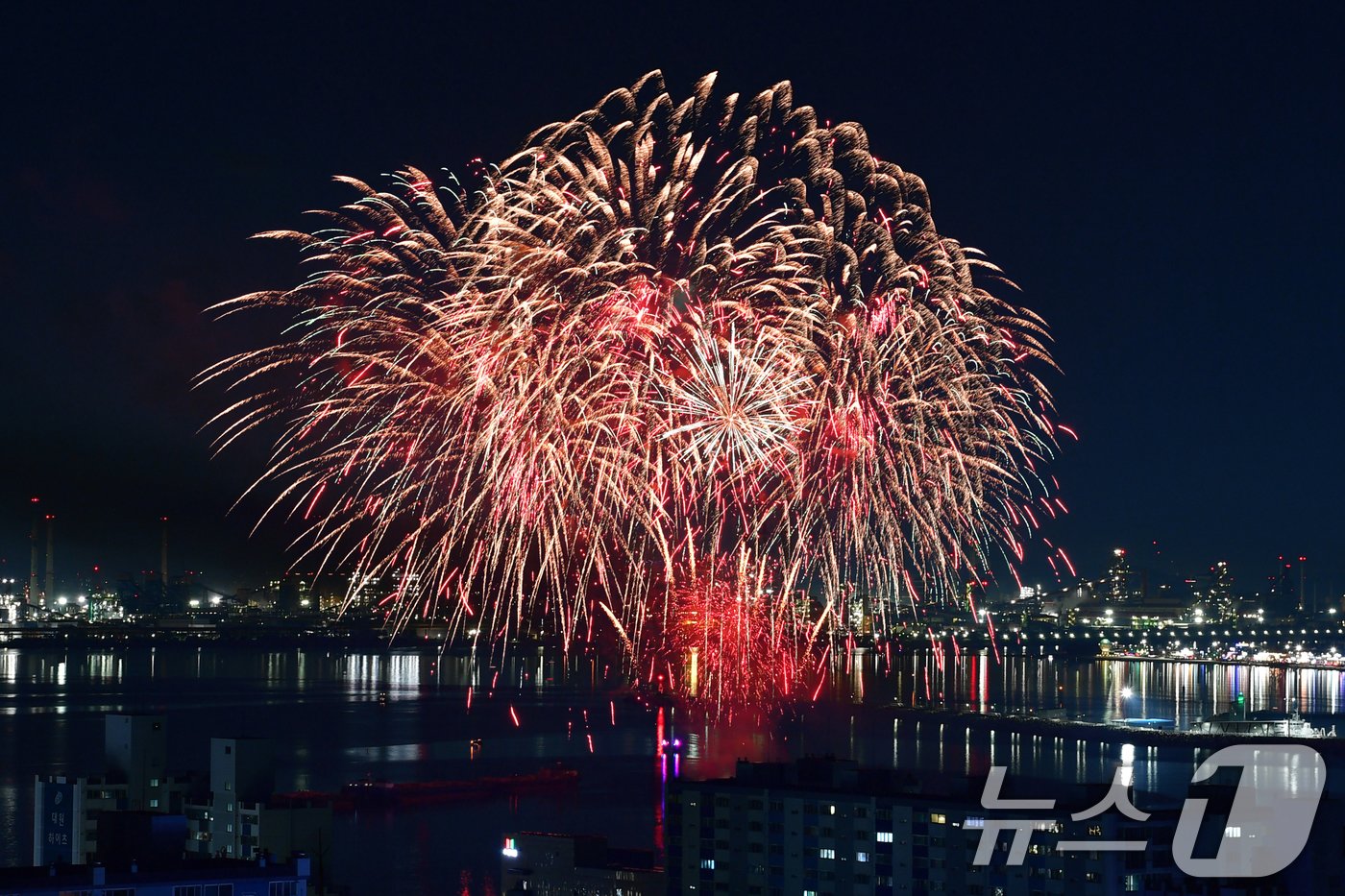 2024 포항국제불빛축제 첫날인 31일 북구 영일대해수욕장 상공에서 불꾳쇼가 펼쳐지고 있다. 2024.5.31/뉴스1 ⓒ News1 최창호 기자