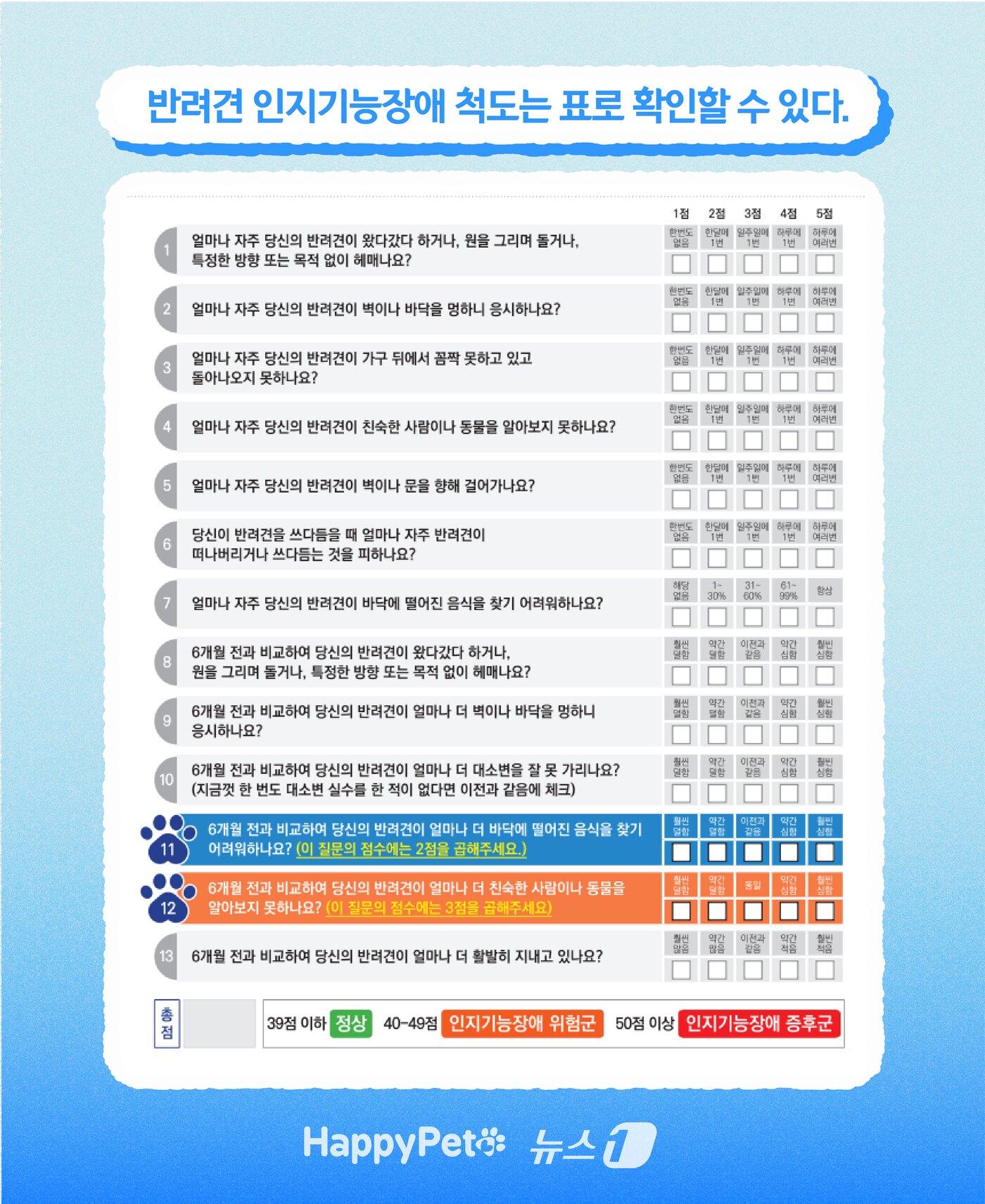 본문 이미지 - 인지기능장애 펫카드 ⓒ 뉴스1