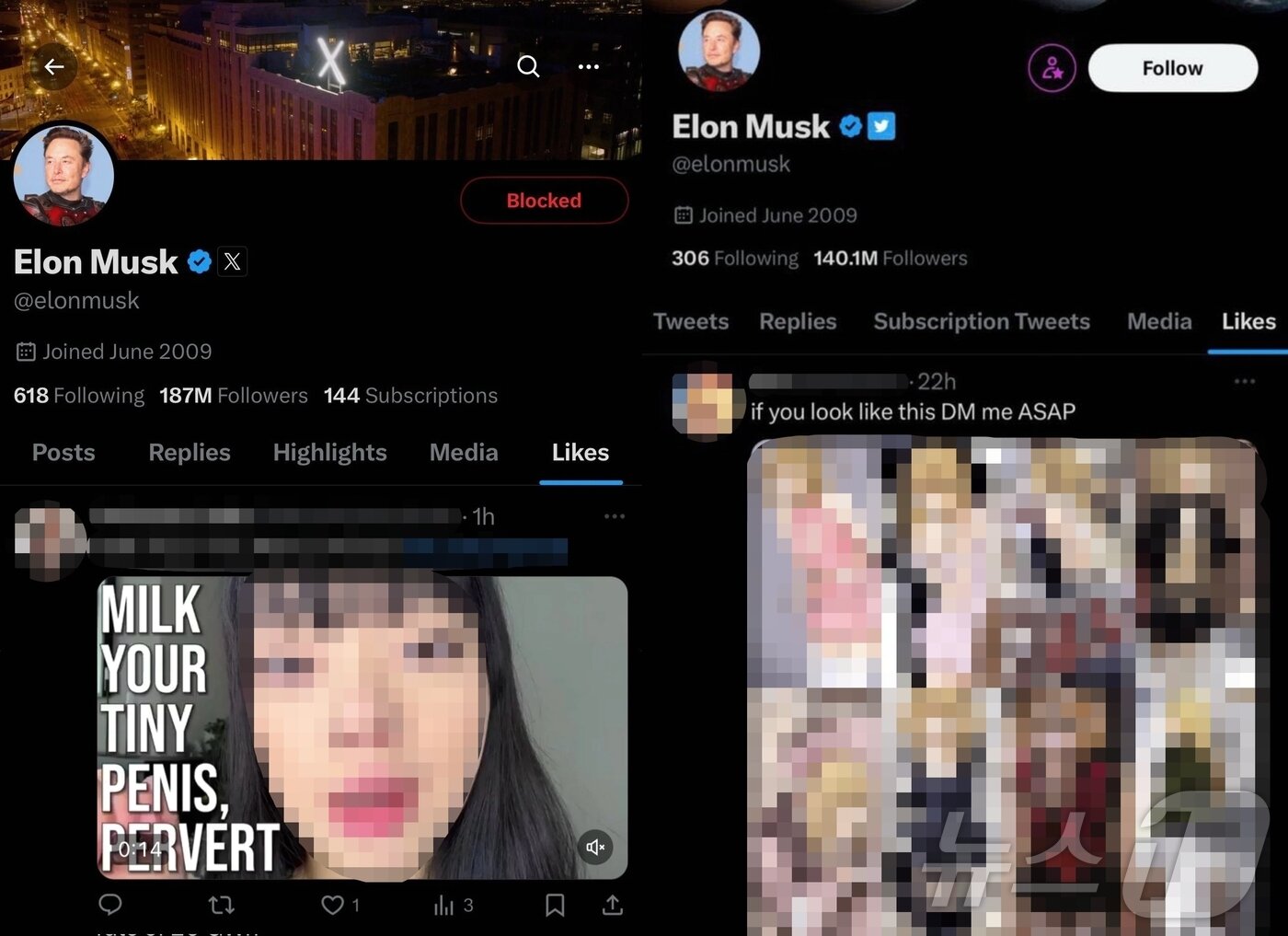 본문 이미지 - 일론 머스크가 '좋아요' 누른 것으로 알려진 게시물. (엑스 갈무리)