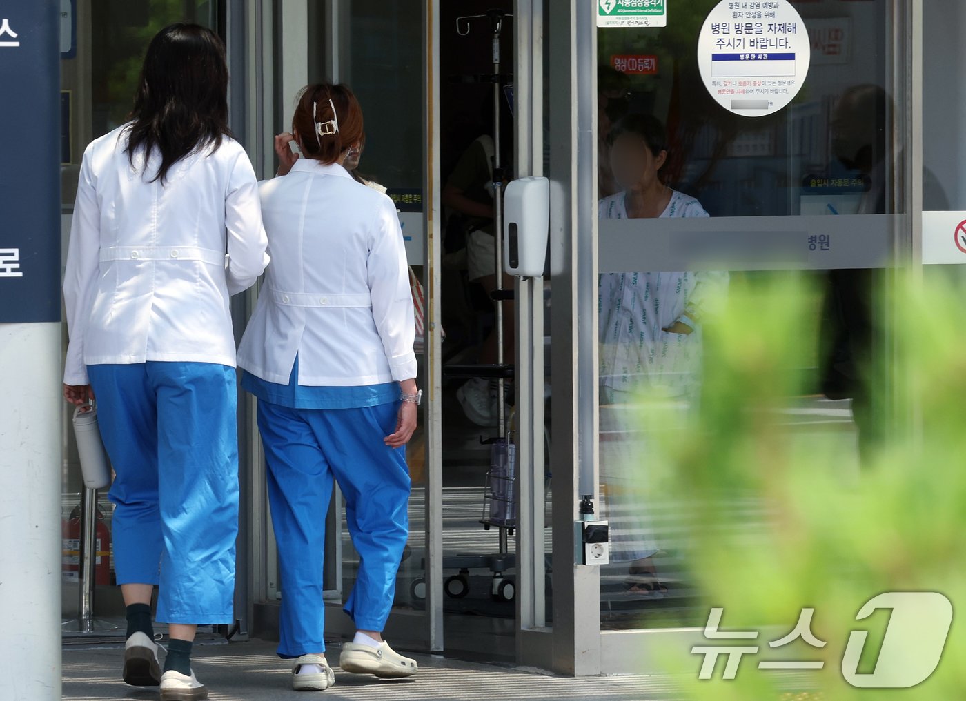 본문 이미지 - 정부의 의대 정원 증원에 반발해 전국 수련병원에 사직서를 제출한 전공의를 비롯해 의료계의 집단행동이 이어지고 있는 14일 서울 시내 한 대학병원에서 의료진이 오가고 있다. 2024.6.14/뉴스1 ⓒ News1 박정호 기자