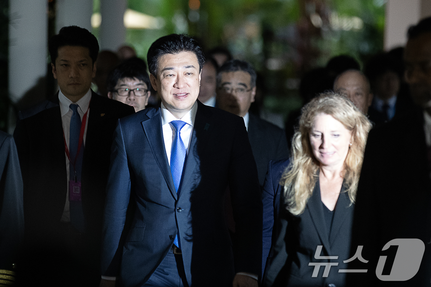 (싱가포르=뉴스1) 이승배 기자 = 기하라 미노루 일본 방위상이 2일 싱가포르 샹그릴라 호텔에서 열린 제21차 아시아안보회의(샹그릴라 대화) 계기 한미일 국방장관 다자회담에 참석하 …