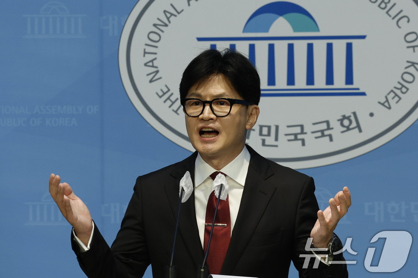 본문 이미지 - 한동훈 전 국민의힘 비상대책위원회 위원장이 23일 오후 서울 여의도 국회 소통관에서 국민의힘 당 대표 출마 선언을 하고 있다. 2024.6.23/뉴스1 ⓒ News1 안은나 기자