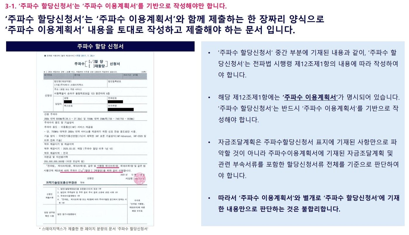 스테이지엑스가 공개한 주파수할당신청서.&#40;스테이지엑스 제공&#41;