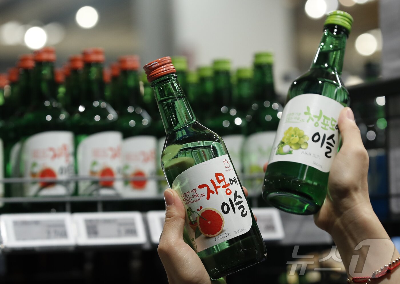 본문 이미지 - 서울의 한 대형마트에 소주가 진열돼 있다.  2024.6.27/뉴스1 ⓒ News1 권현진 기자