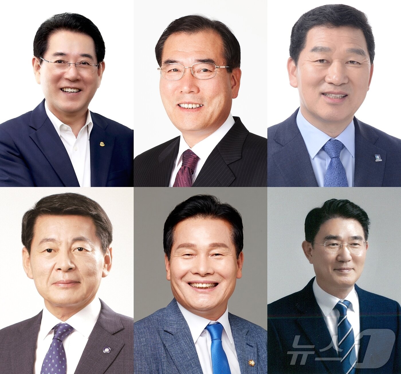 왼쪽 위부터 김영록 전남도지사, 이개호 의원, 신정훈 의원. 아래 왼쪽부터 서삼석 의원, 주철현 의원, 노관규 순천시장.