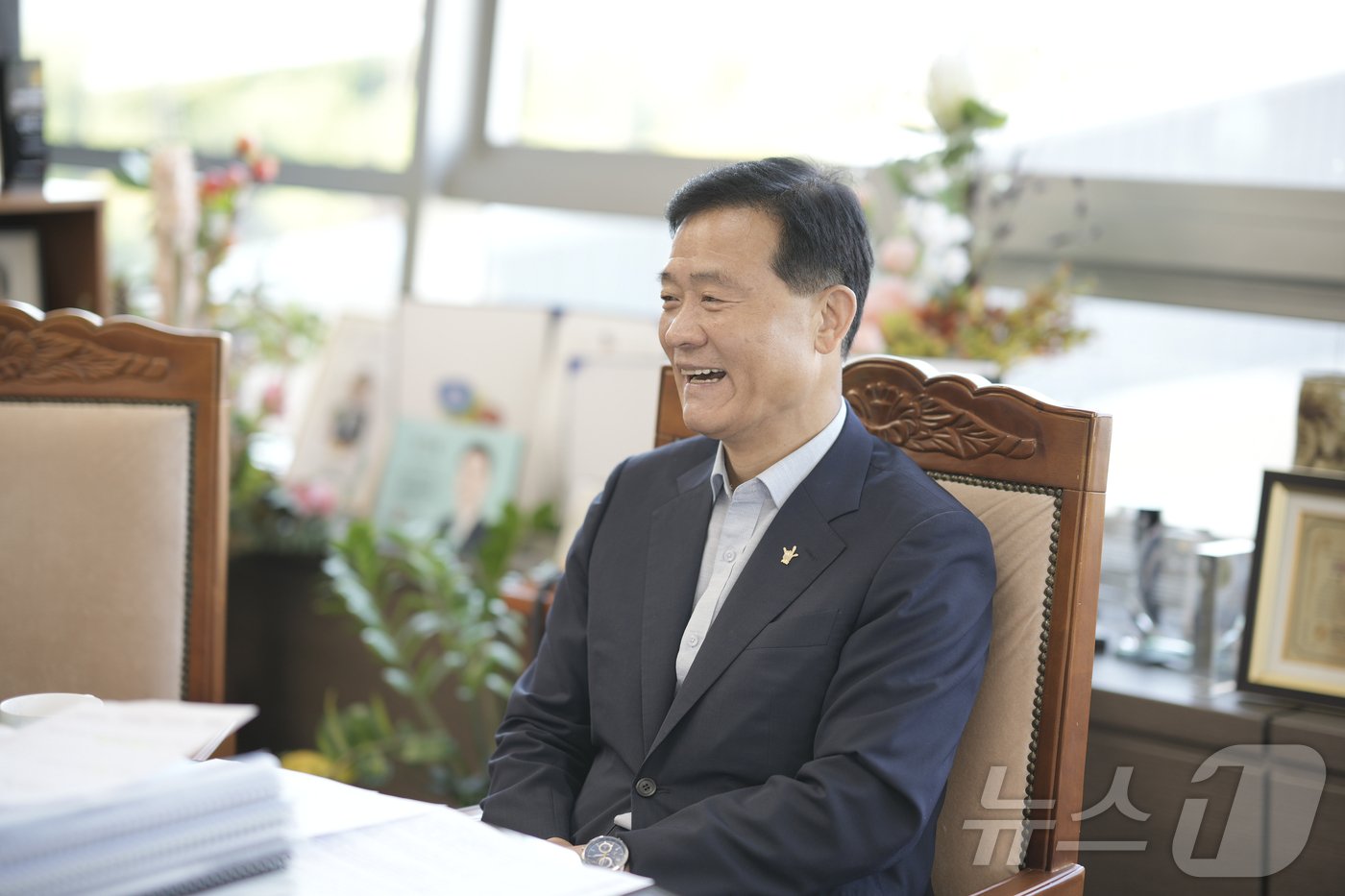 본문 이미지 - 이승로 성북구청장이 지난달 19일 집무실에서 뉴스1과 인터뷰를 하고 있다. (성북구 제공)