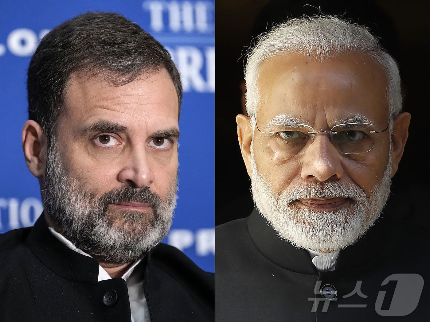 본문 이미지 - 인도국민회의(INC) 전 총재인 라훌 간디와 인도국민당(BJP)를 이끄는 나렌드라 모디 총리. 자료사진 2023.8.9 ⓒ AFP=뉴스1 ⓒ News1 강민경 기자