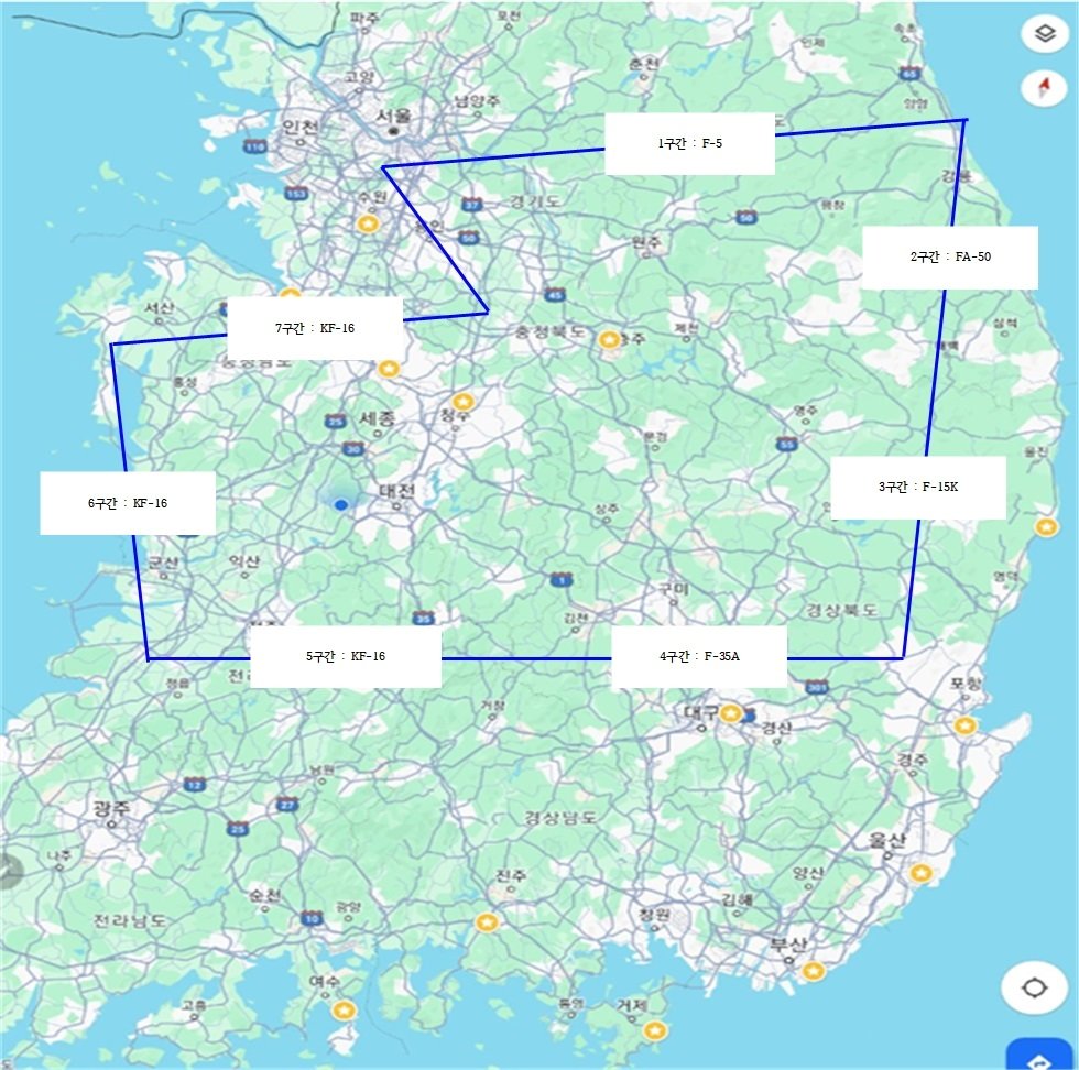 본문 이미지 - 지휘비행 경로 및 대응 전력.(공군 제공)