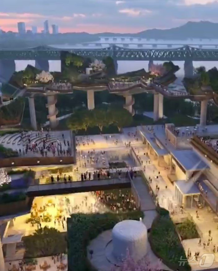 본문 이미지 -  노들섬 설계공모에 당선된 토마스 헤더윅의 소리풍경.(오세훈 시장 인스타그램 갈무리) 