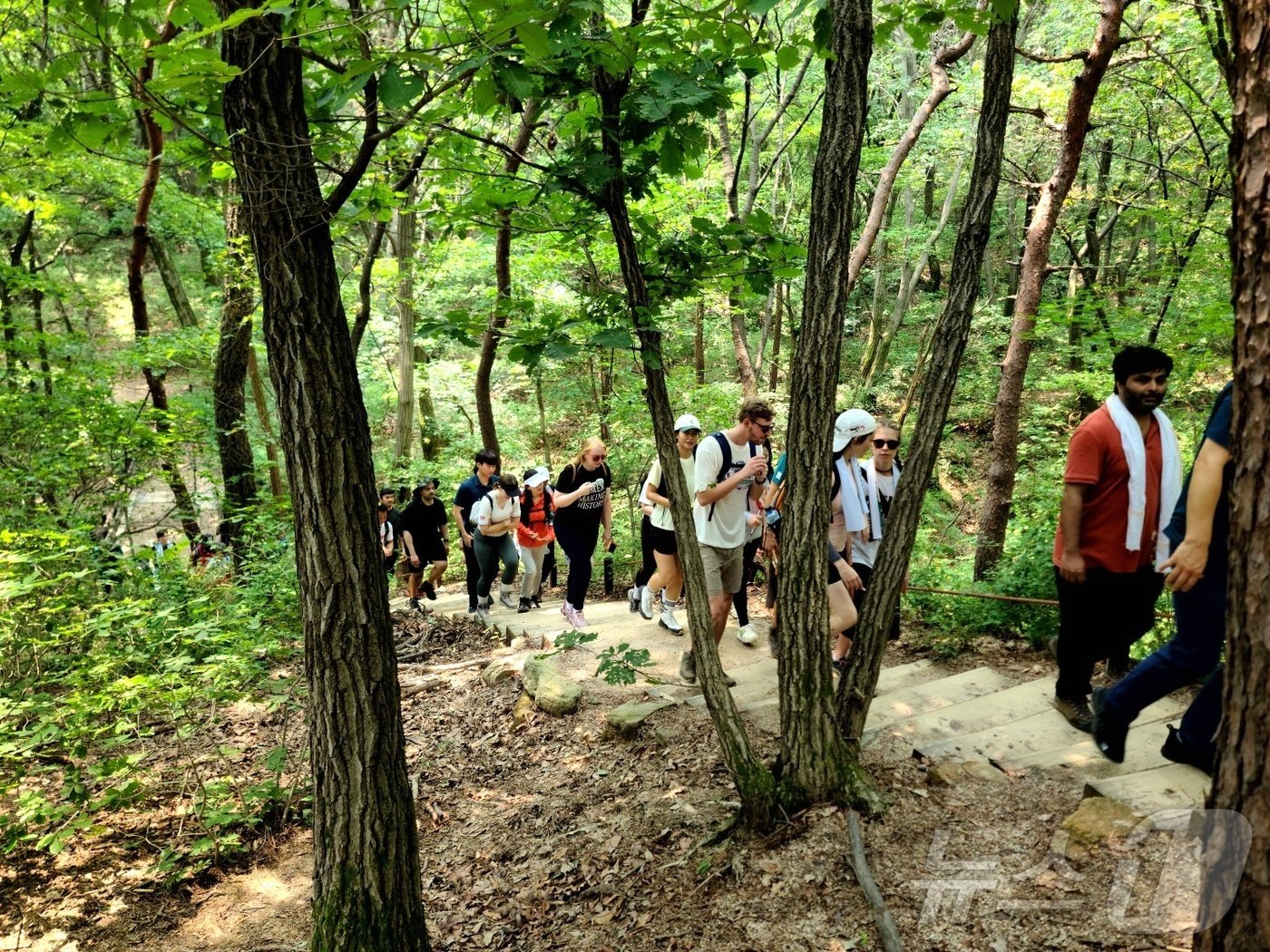 외국인 등산객들이 북한산 둘레길을 등산하고 있다&#40;서울관광재단 제공&#41;