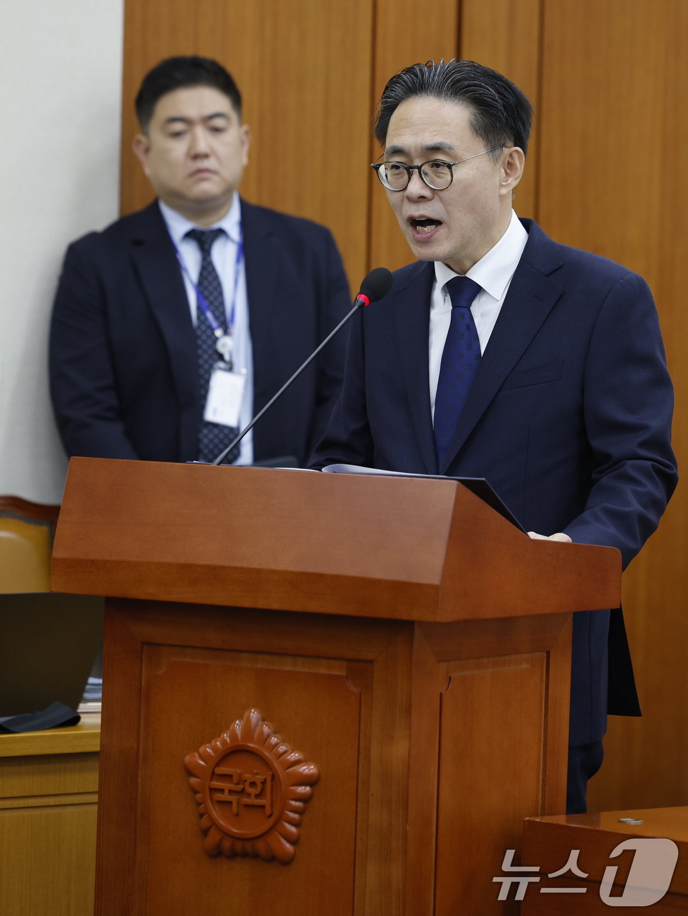 강민수 국세청장 후보자가 16일 오전 서울 여의도 국회 기획재정위원회에서 열린 인사청문회에서 모두발언을 하고 있다. 2024.7.16/뉴스1 ⓒ News1 안은나 기자