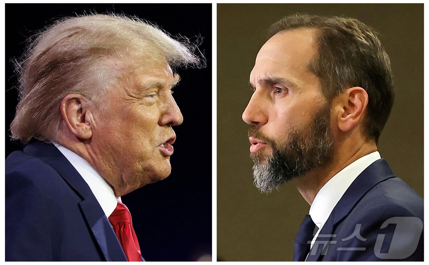 본문 이미지 - 도널드 트럼프(왼쪽) 전 미국 대통령과 잭 스미스(오른쪽) 특별검사. 2024.07.15. ⓒ 로이터=뉴스1 ⓒ News1 장시온 기자