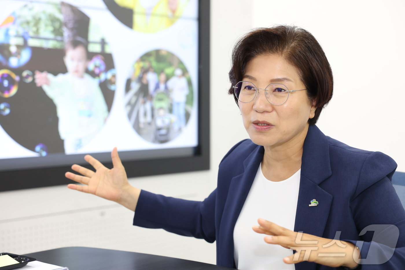 본문 이미지 - 김미경 은평구청장이 뉴스1과 인터뷰를 하고 있다.(은평구청 제공)