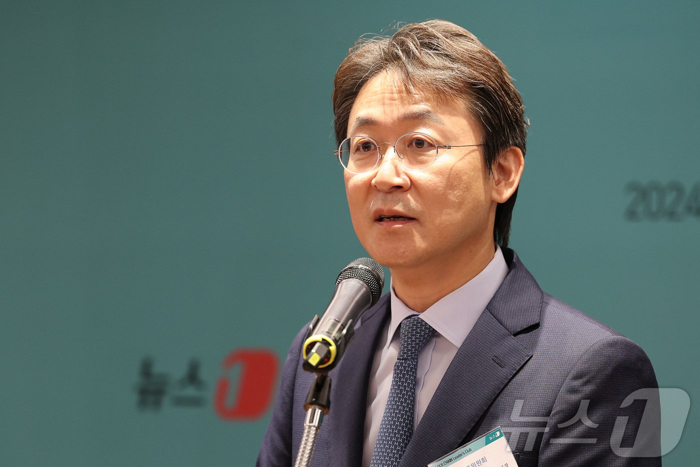 본문 이미지 - 권대영 금융위원회 사무처장이 17일 오전 서울 중구 롯데호텔에서 열린 제6회 뉴스1 블록체인 리더스클럽에서 축사를 하고 있다. 2024.7.17/뉴스1 ⓒ News1 신웅수 기자