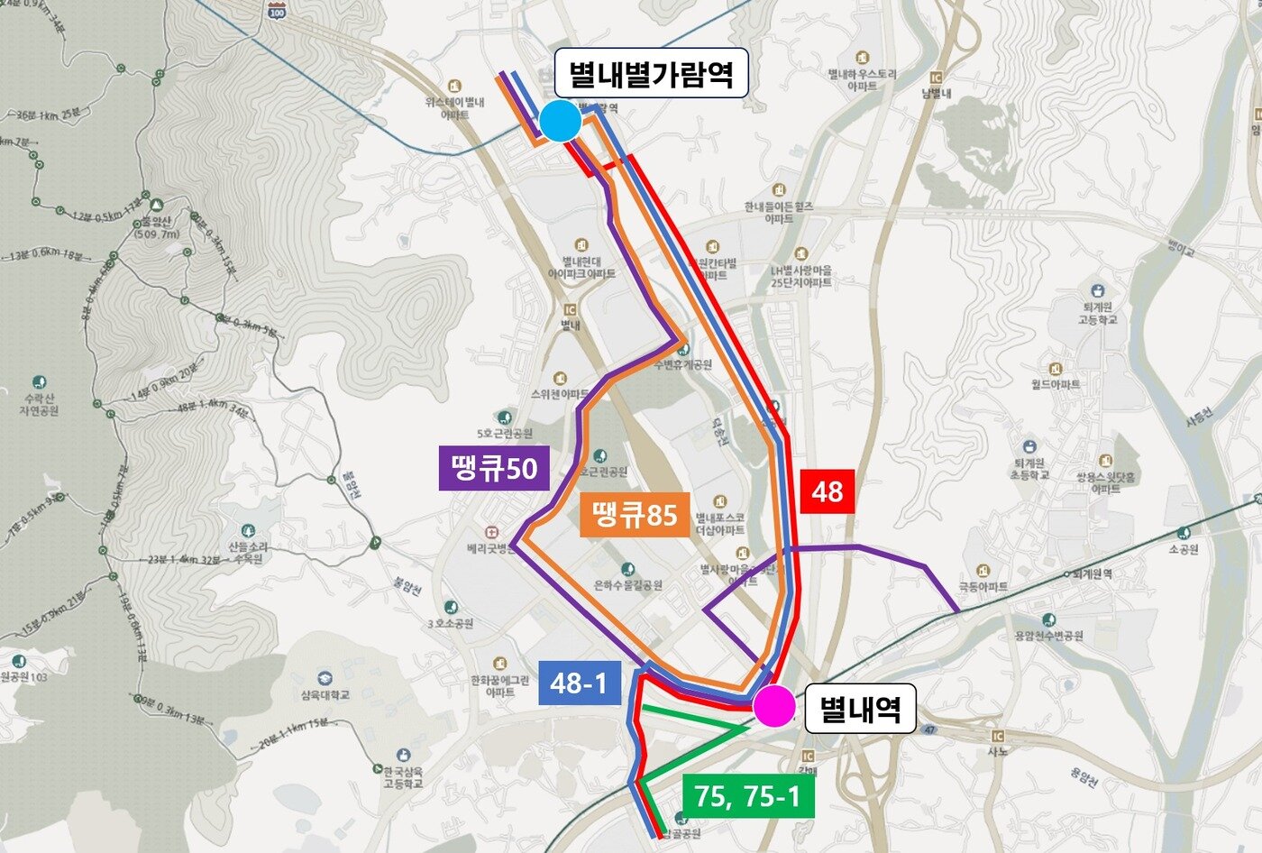 별내역 연계버스 노선도.&#40;국토교통부 제공&#41;