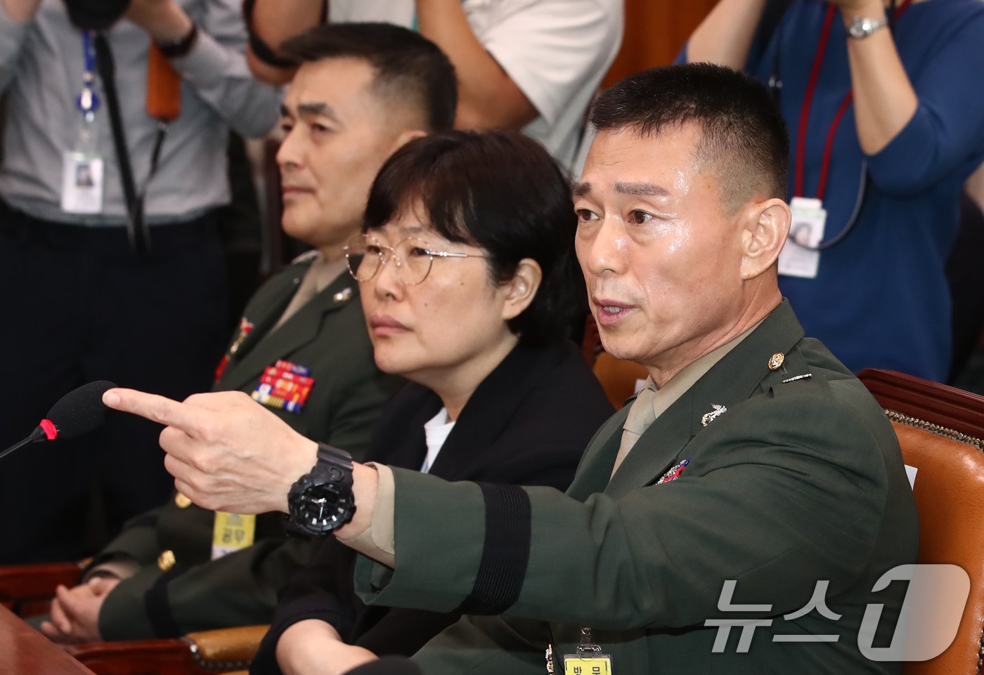 본문 이미지 - 임성근 전 해병대 1사단장이 지난 7월 서울 여의도 국회 법제사법위원회에서 열린 '윤석열 대통령 탄핵소추안 즉각 발의 요청에 관한 청원 1차 청문회'에 출석해 발언하고 있다. 2024.7.19/뉴스1 ⓒ News1 이광호 기자