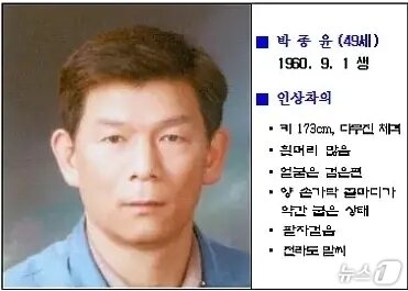 2009년 당시 서울 강동경찰서의 수배 전단에 담긴 피의자 박종윤 사진