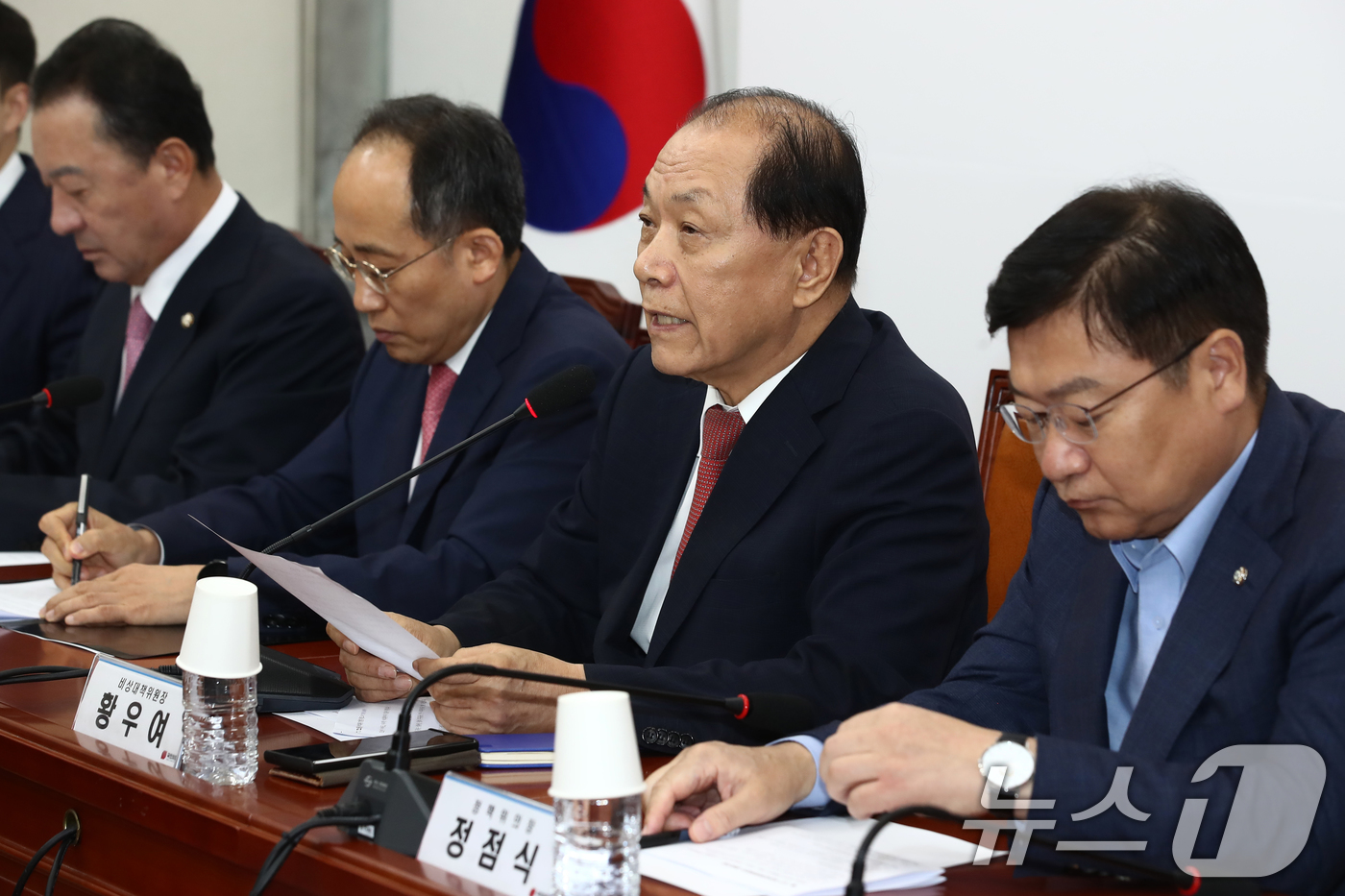 (서울=뉴스1) 이광호 기자 = 황우여 국민의힘 비상대책위원장이 22일 오전 서울 여의도 국회에서 열린 비상대책위원회의에서 모두발언을 하고 있다. 2024.7.22/뉴스1