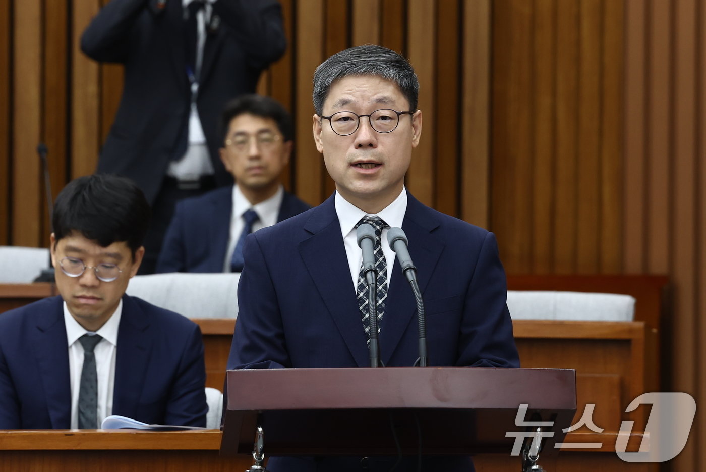 노경필 대법관 후보자가 22일 오전 서울 여의도 국회에서 열린 인사청문회에서 모두발언을 하고 있다. 2024.7.22/뉴스1 ⓒ News1 김민지 기자