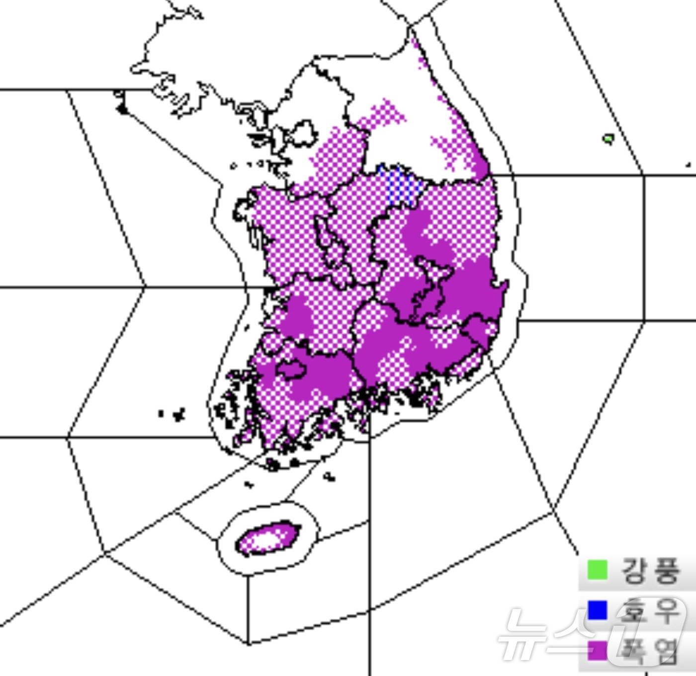 본문 이미지 - 24일 오전 9시 10분 기준 전국 특보 발령현황(기상청 제공) ⓒ 뉴스1