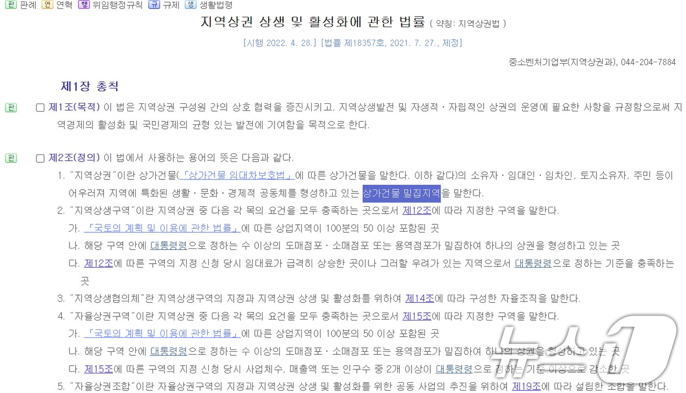 본문 이미지 - [자료사진]지역상권 상생 및 활성화에 관한 법률(지역상권법)./뉴스1DB 