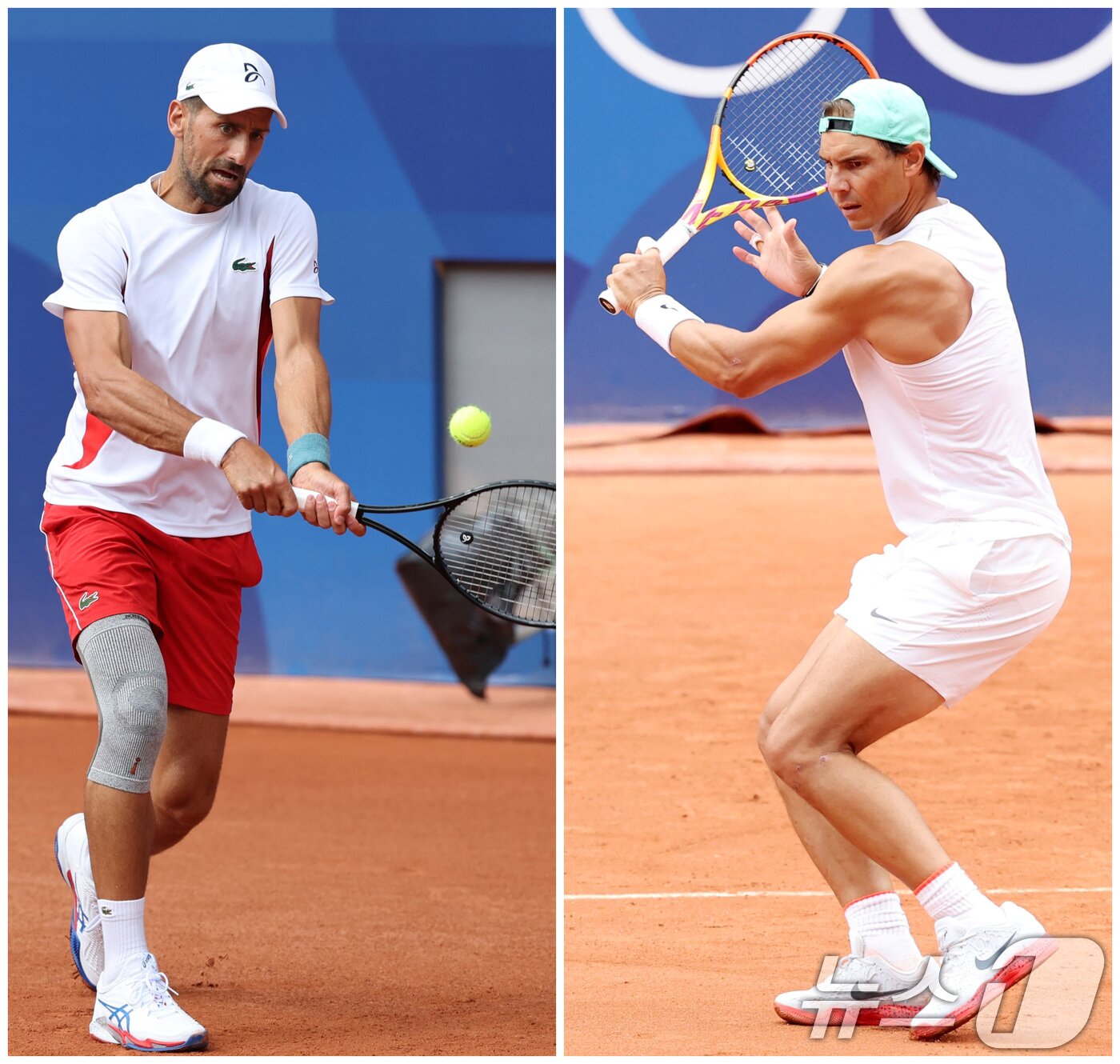 본문 이미지 - 테니스계의 라이벌 노박 조코비치(왼쪽), 라파엘 나달. 2024.7.25 ⓒ 뉴스1 이동해 기자