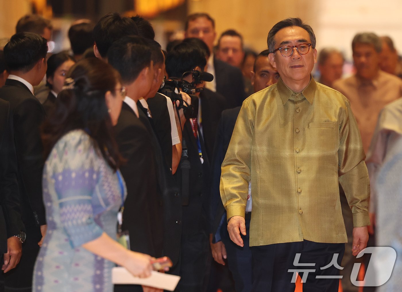 본문 이미지 - 조태열 외교부 장관이 26일(현지시간) 라오스 비엔티안 내셔널컨벤션센터(NCC)에서 열린 아세안 외교장관회의 갈라 만찬에 참석하고 있다. (공동취재) 2024.7.26/뉴스1 ⓒ News1 오대일 기자