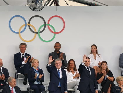 마크롱 대통령·바흐 IOC 위원장 '파리올림픽 인사'